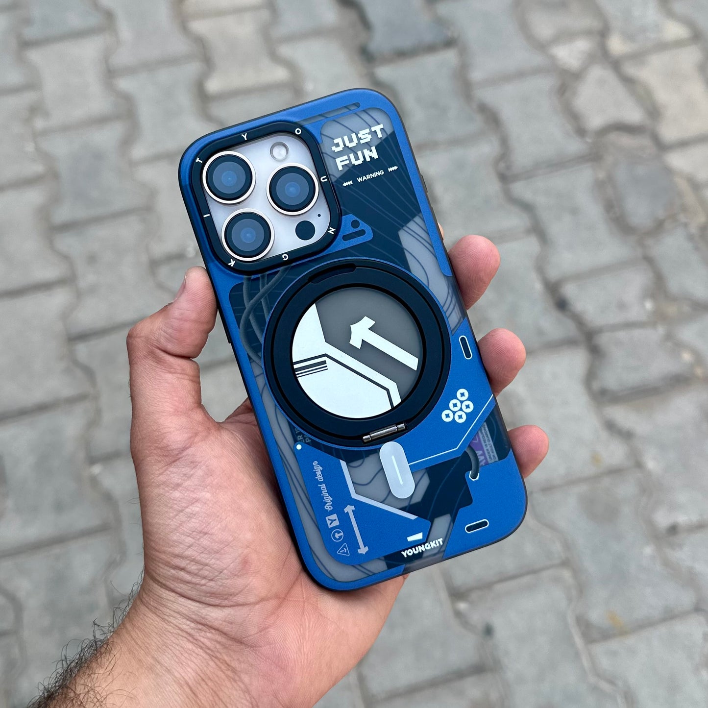 Youngkit Cyberpunk 360 Spin Magnetic Stand Case-Blue ( No. 1393 )
