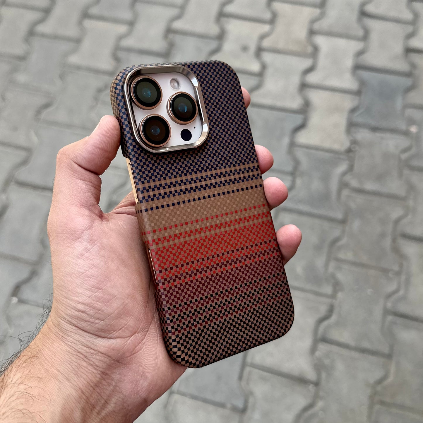 Vosros Carbon Texture Case With Magsafe-Brown2.0 ( No. 1779 )