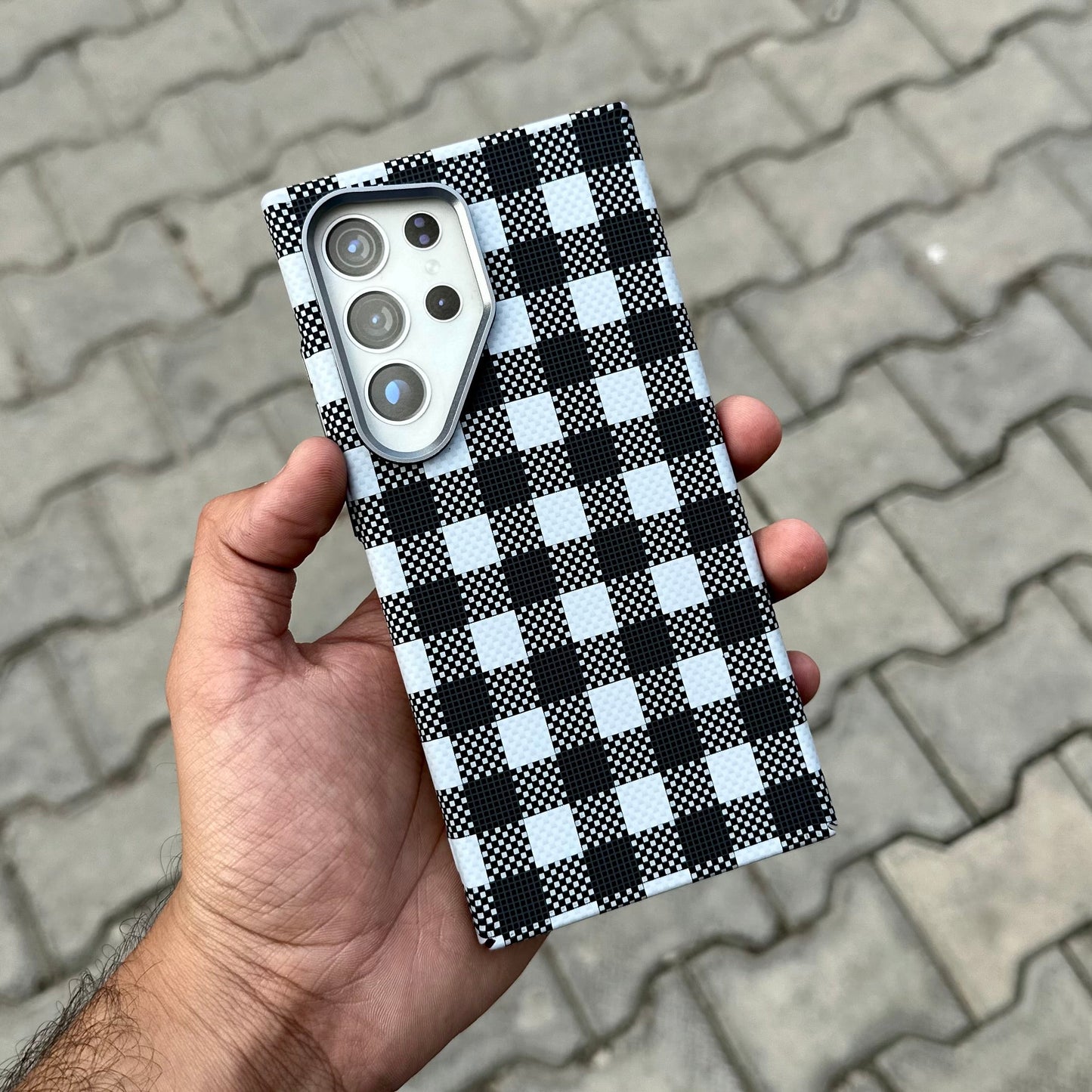 Luxo Grey White Check With Magsafe-Samsung ( No. 1888 )