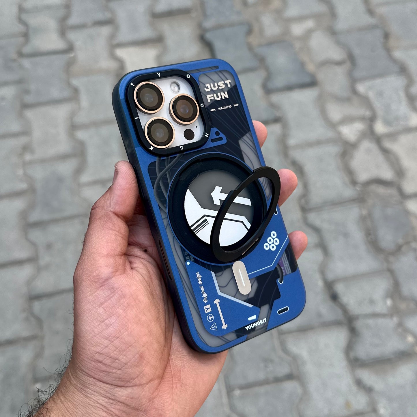 Youngkit Cyberpunk 360 Spin Magnetic Stand Case-Blue ( No. 1393 )