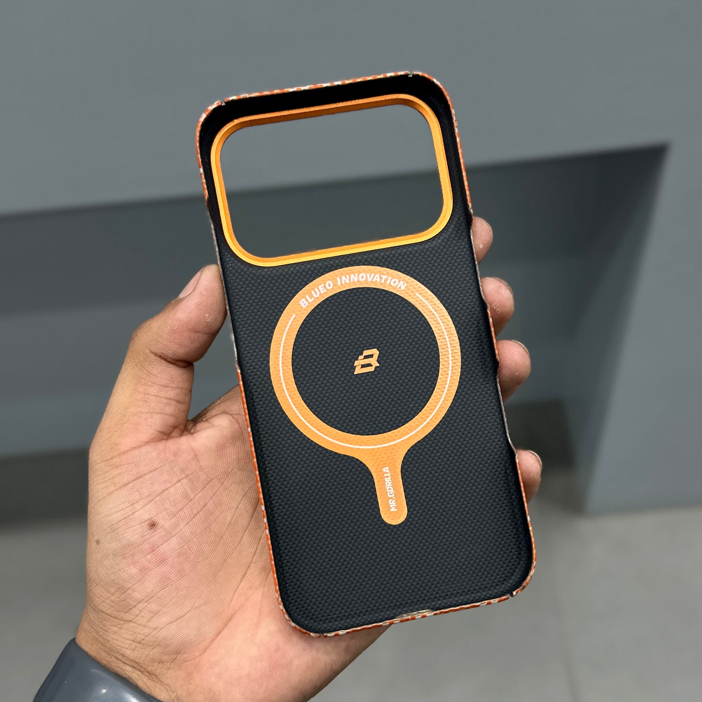 BLUEO GILDED TACTILE WOVEN REAL CARBON CASE - ORANGE ( No. 2559 )