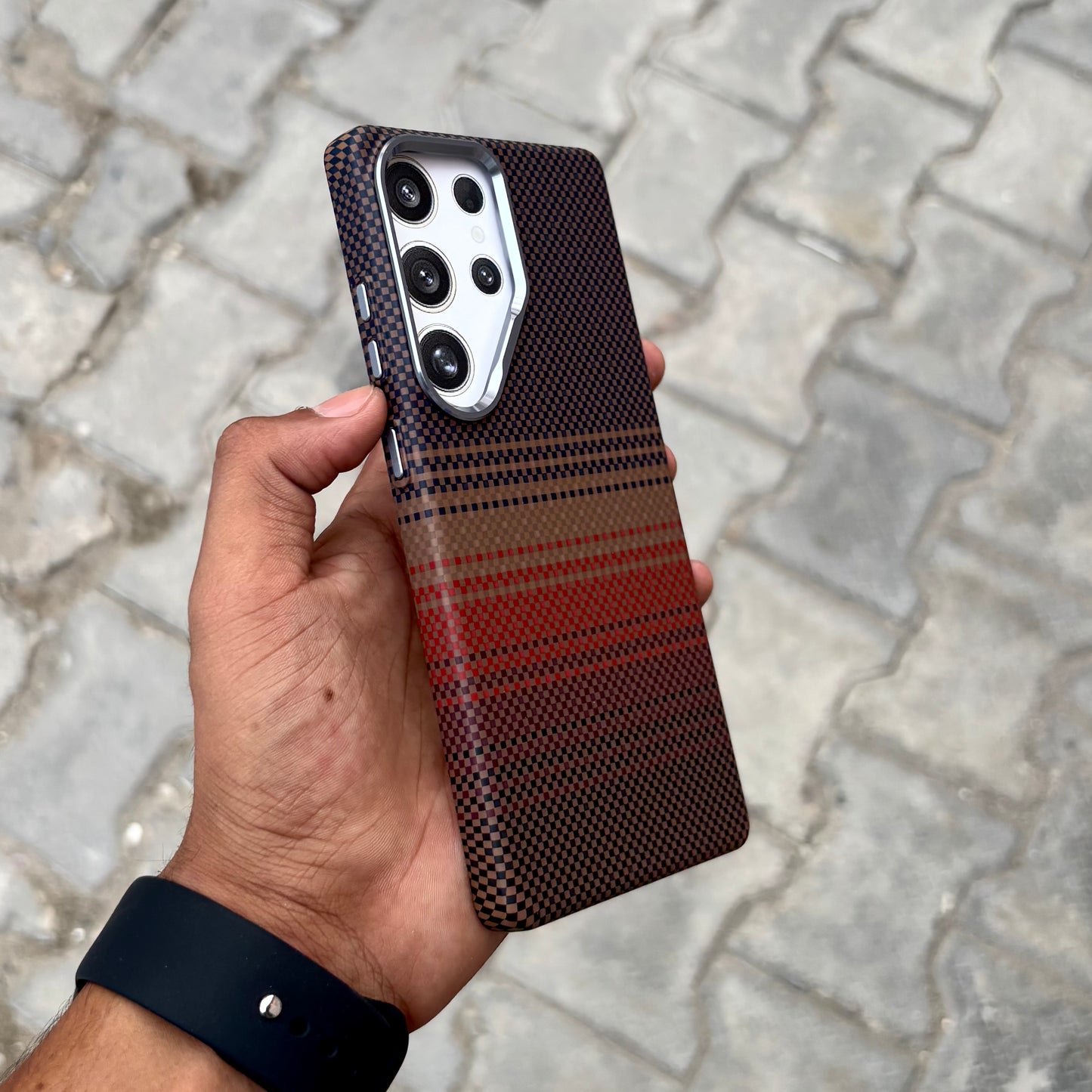 Vosros Carbon Texture Case Brown 2.0-Samsung ( No. 1877)