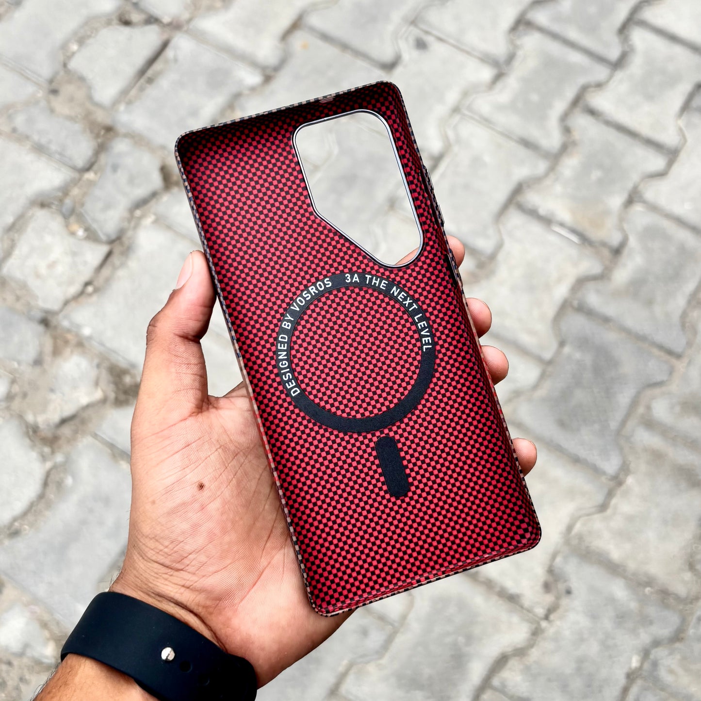 Vosros Carbon Texture Case Brown 2.0-Samsung ( No. 1877)