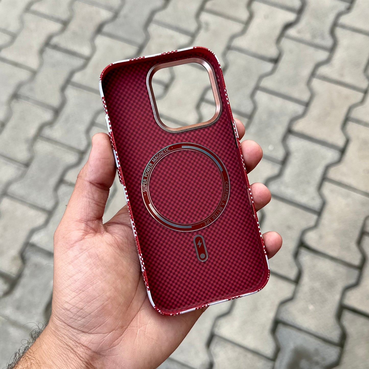 Luxo Red Check Case With Magsafe ( No. 1896 )