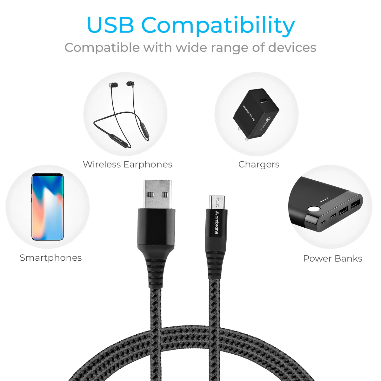 Ambrane USB To Micro Nylon Braided Cable-BCM 15 ( No. 004 )
