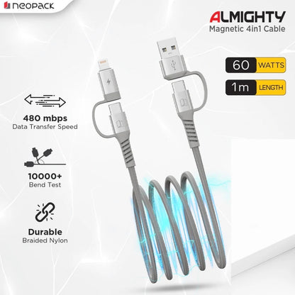 NEOPACK ALMIGHLY MAGNETIC 4 IN 1 CABLE - GREY ( No. 3960 )