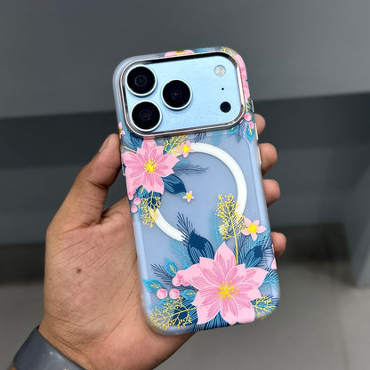 LUXO MAGSAFE CASE - PINK BLUE FLOWERS ( No. 4062 )