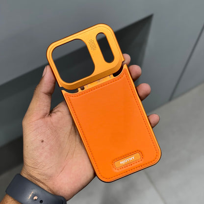 Metal Veagan Leather with Magsafe Case - Orange ( No. 2156 )