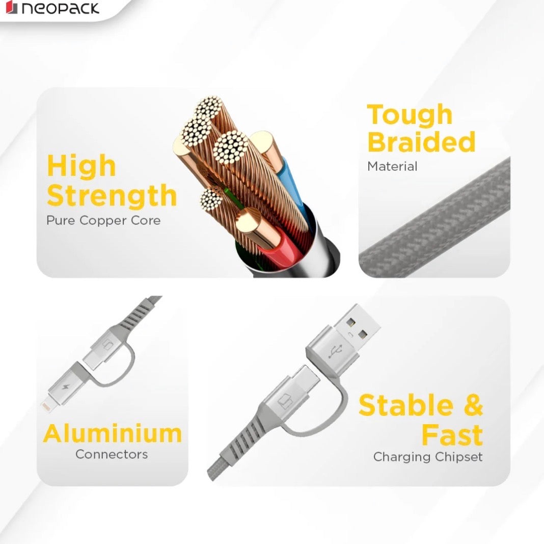 NEOPACK ALMIGHLY MAGNETIC 4 IN 1 CABLE - GREY ( No. 3960 )
