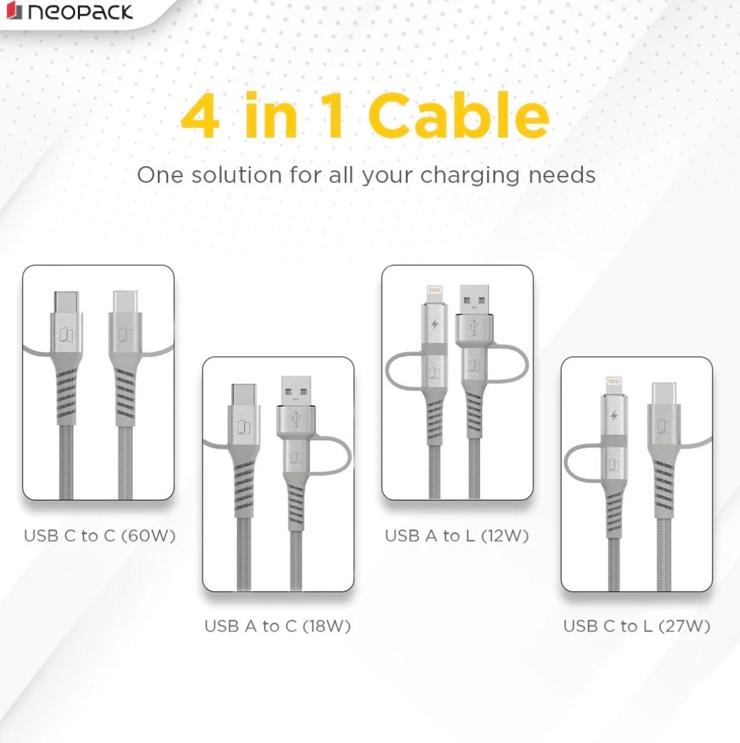 NEOPACK ALMIGHLY MAGNETIC 4 IN 1 CABLE - GREY ( No. 3960 )