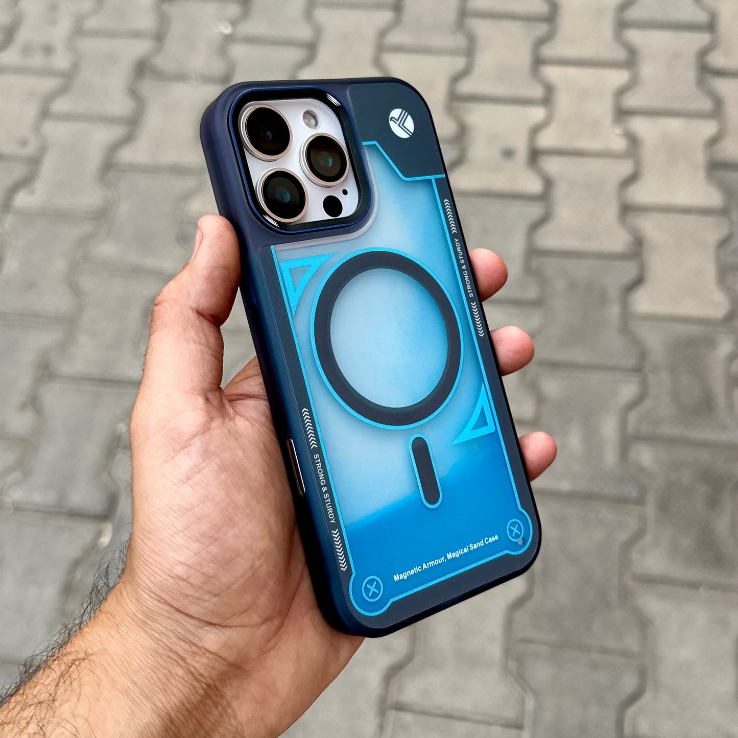 Grafix Sand Floting Case With Magsafe-Blue ( No. 1805 )