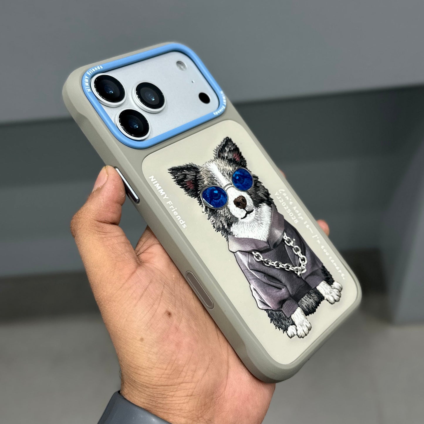 NIMMY DOG CHAIN CASE-GREY BLUE ( No. 2533 )