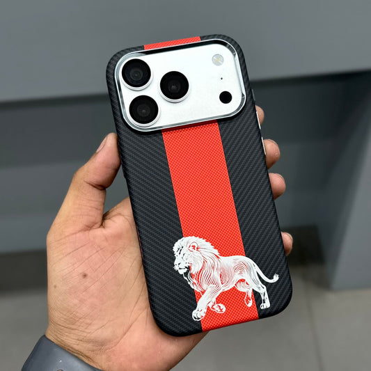 LION CARBON MAGSAFE CASE - BLACK - RED ( No. 3734 )