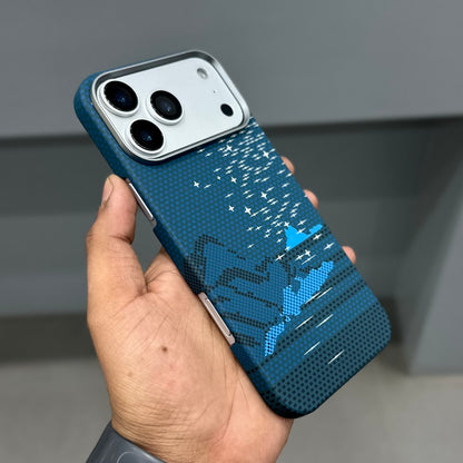 KWINI CARBON TEXTURE MAGSAFE CASE - BLUE STAR ( No. 3513 )