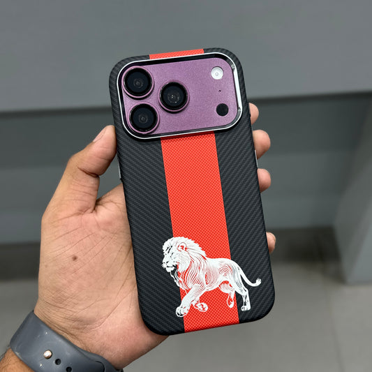 LION CARBON MAGSAFE CASE - BLACK - RED ( No. 3734 )