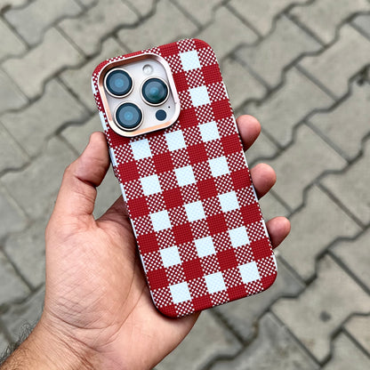 Luxo Red Check Case With Magsafe ( No. 1896 )