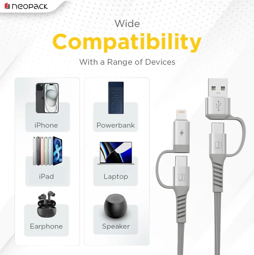 NEOPACK ALMIGHLY MAGNETIC 4 IN 1 CABLE - GREY ( No. 3960 )