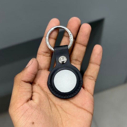 LEATHER AIR TAG KEYCHAIN - BLACK ( No. 2469 )