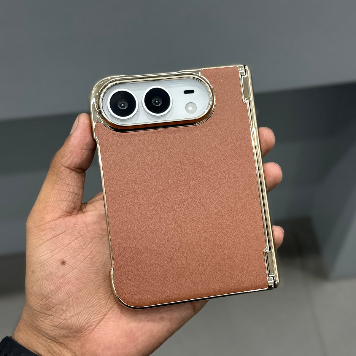 TRANZO VEGAN LEATHER I PHONE DUO CASE - BROWN ( No. 4075 )