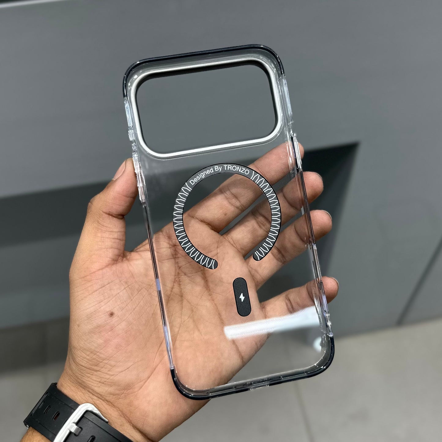 TRANZO METAL RING MAGSAFE CASE - BLACK TPU ( No. 2759 )