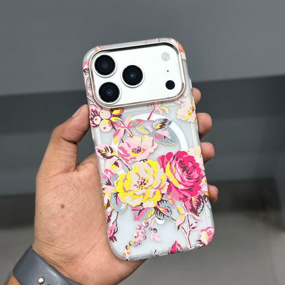 LUXO MAGSAFE CASE - PINK FLOWERS ( No. 4063 )