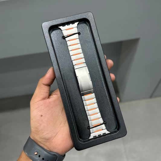 ELITE METAL LINK BAND - GREY ORANGE ( No. 3306 )