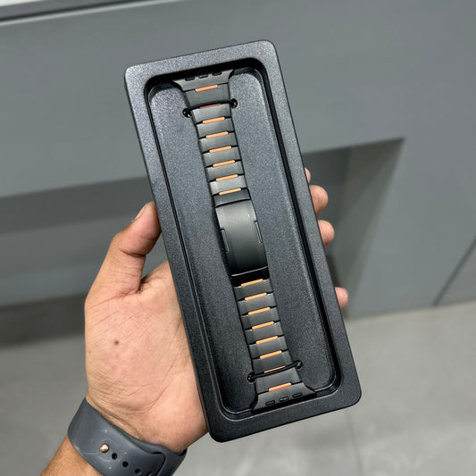 ELITE METAL LINK BAND - BLACK - ORANGE ( No. 3304 )