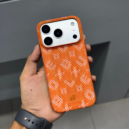 BLUEO GILDED TACTILE WOVEN REAL CARBON CASE - ORANGE ( No. 2559 )