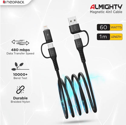 NEOPACK ALMIGHLY MAGNETIC 4 IN 1 CABLE - BLACK ( No. 3959 )
