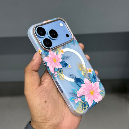 LUXO MAGSAFE CASE - PINK BLUE FLOWERS ( No. 4062 )