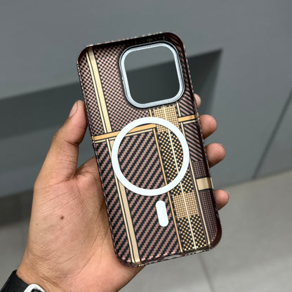 CARBON DRIP MAGSAFE CASE - BROWN CHECK ( No. 2848 )