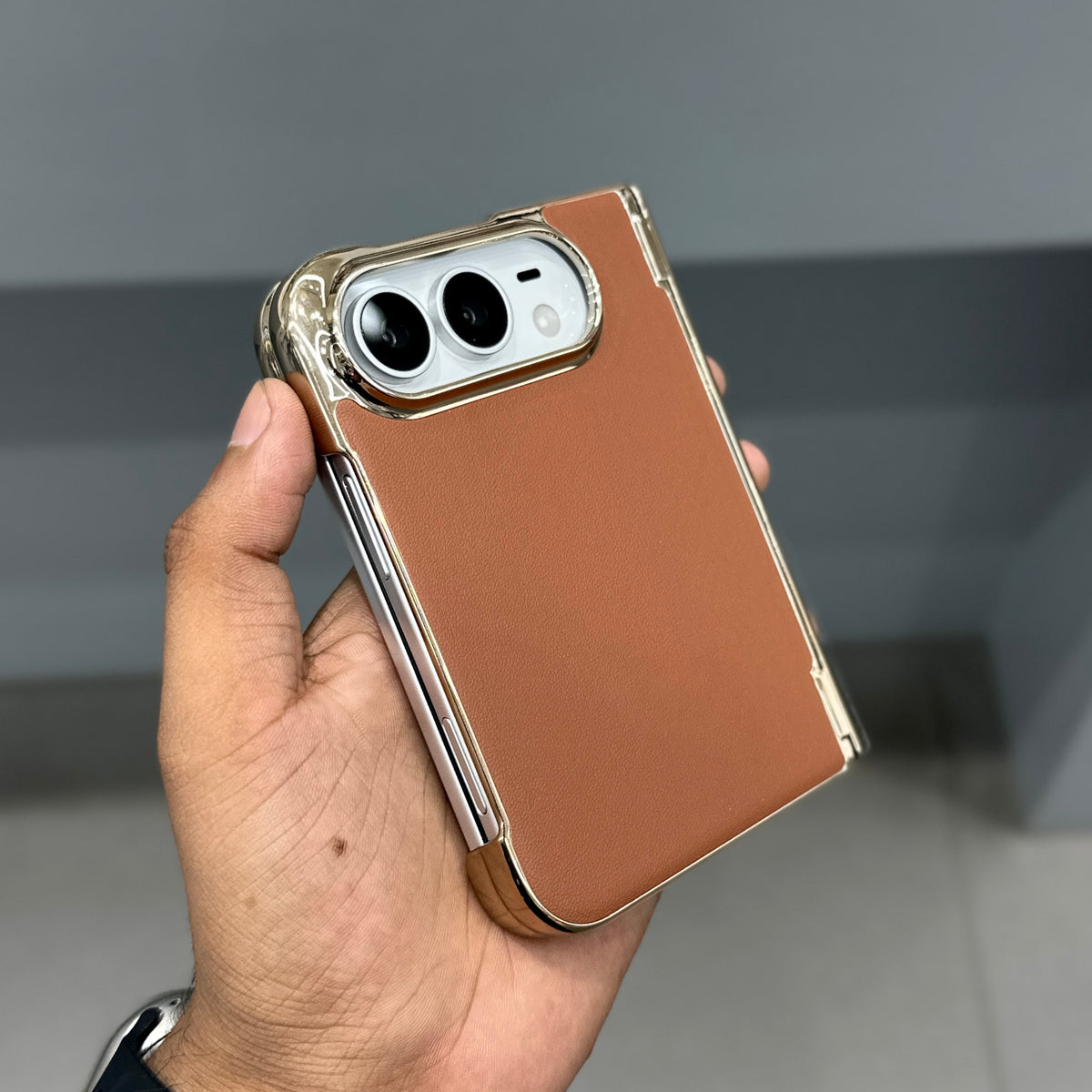TRANZO VEGAN LEATHER I PHONE DUO CASE - BROWN ( No. 4075 )