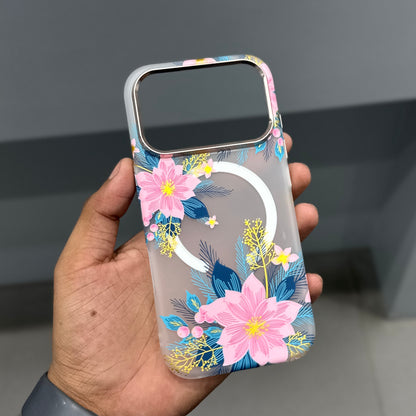 LUXO MAGSAFE CASE - PINK BLUE FLOWERS ( No. 4062 )