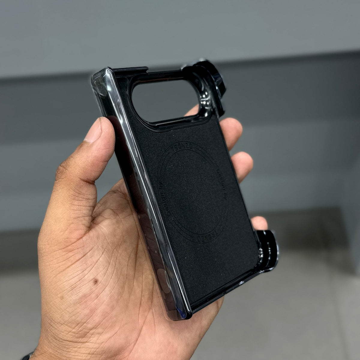 TRANZO VEGAN LEATHER I PHONE DUO CASE - BLACK ( No. 4074 )
