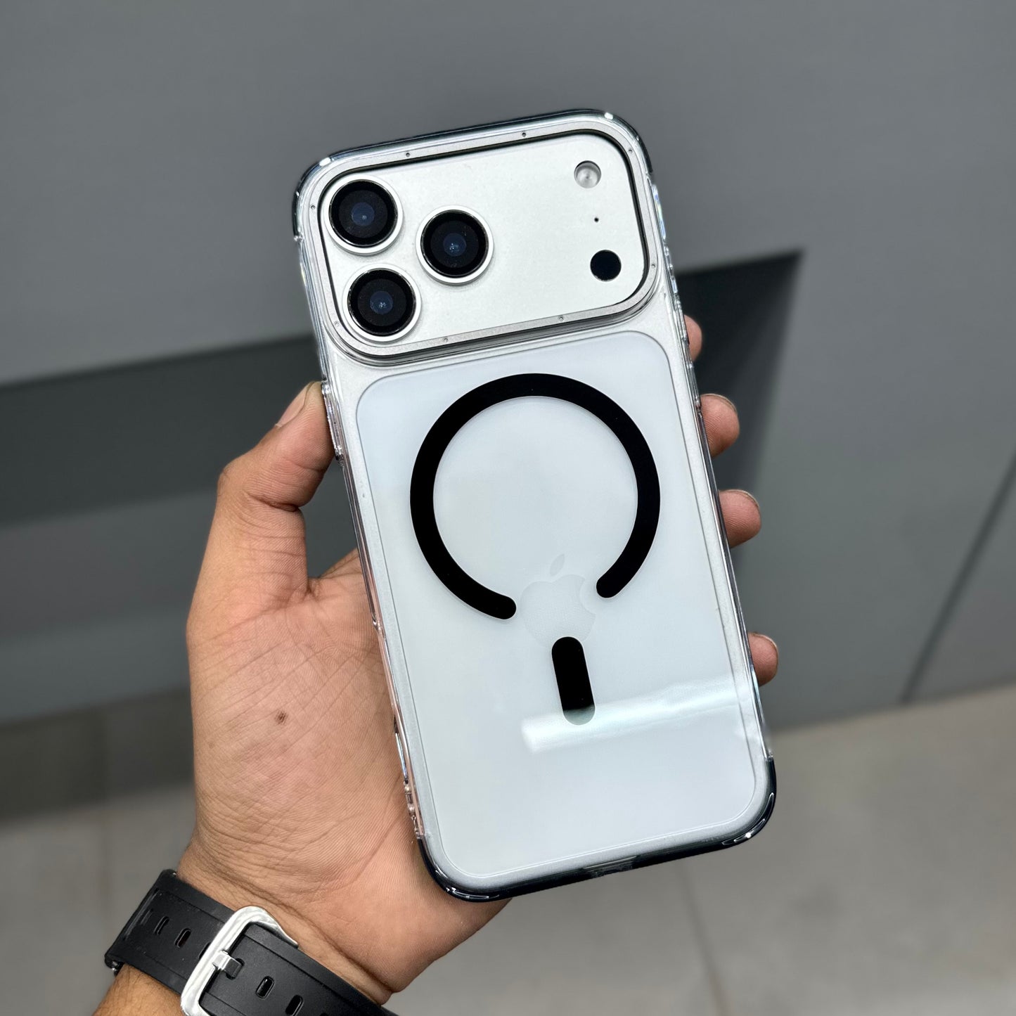 TRANZO METAL RING MAGSAFE CASE - BLACK TPU ( No. 2759 )