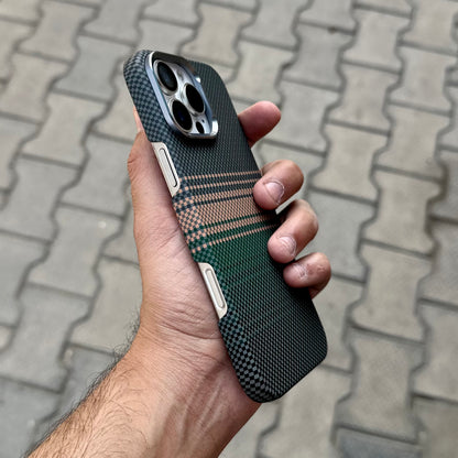 Vosros Carbon Texture Case With Magsafe-Green ( No. 1773 )