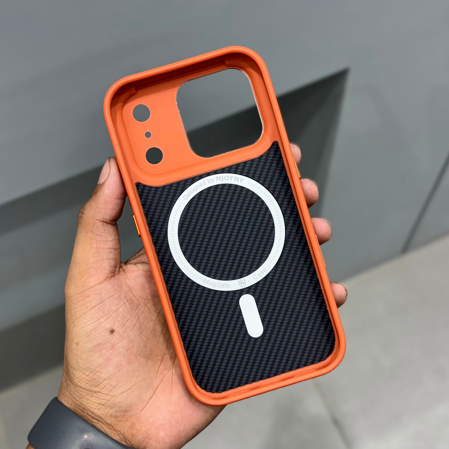 Nyjoy carben case with magsafe -Orange ( No. 2171)