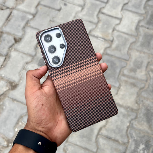 Vosros Carbon Texture Case Brown-Samsung ( No. 1876 )