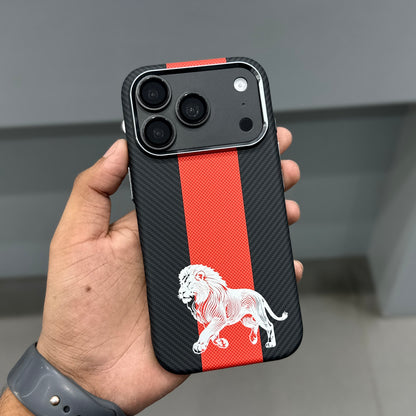 LION CARBON MAGSAFE CASE - BLACK - RED ( No. 3734 )