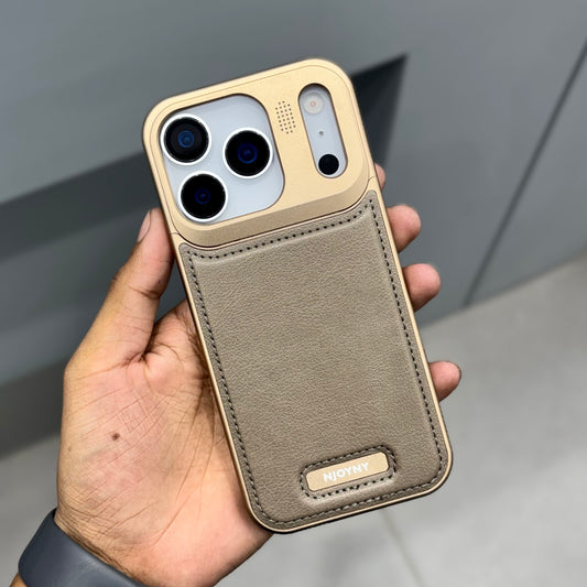 NyJoy Metal Veagan Leather with Magsafe Case - Brown ( No. 2159 )