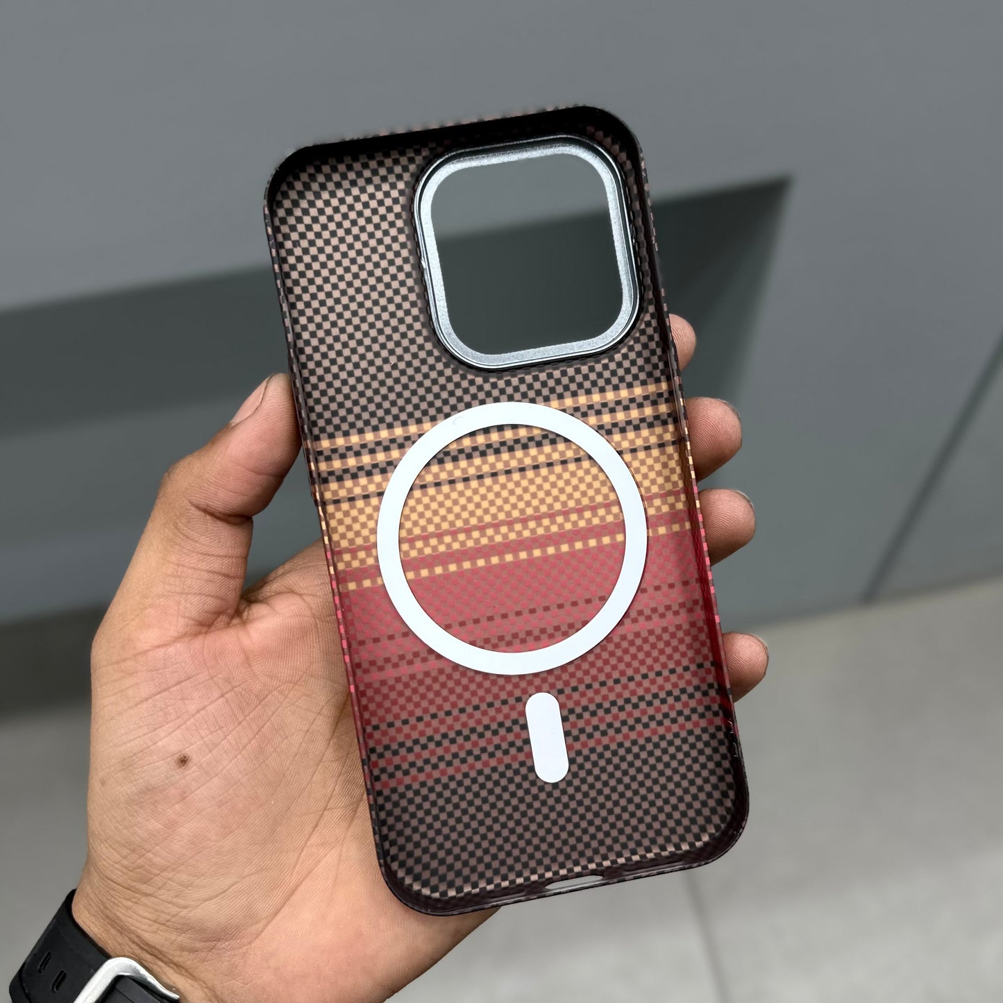 CARBON DRIP MAGSAFE CASE - SUNRISE BROWN LINE ( No. 2850 )