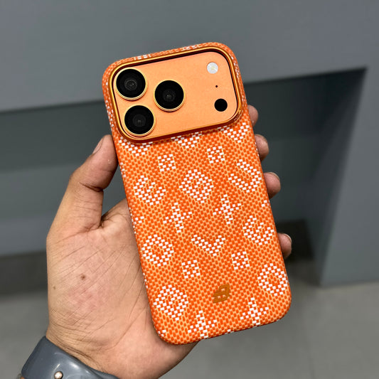 BLUEO GILDED TACTILE WOVEN REAL CARBON CASE - ORANGE ( No. 2559 )