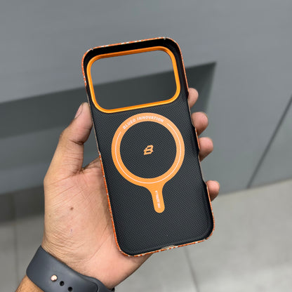 BLUEO GILDED TACTILE WOVEN REAL CARBON CASE - ORANGE ( No. 2559 )