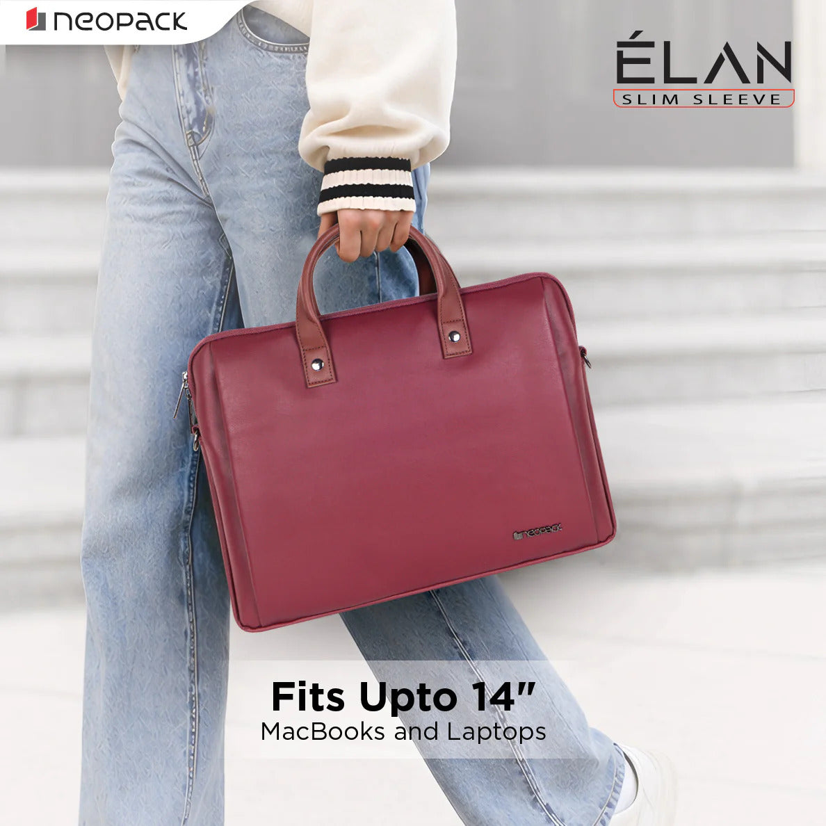 NEOPACK ELAN LAPTOP SLEEVE 14 INCH - BURGUNDY ( No. 3783 )