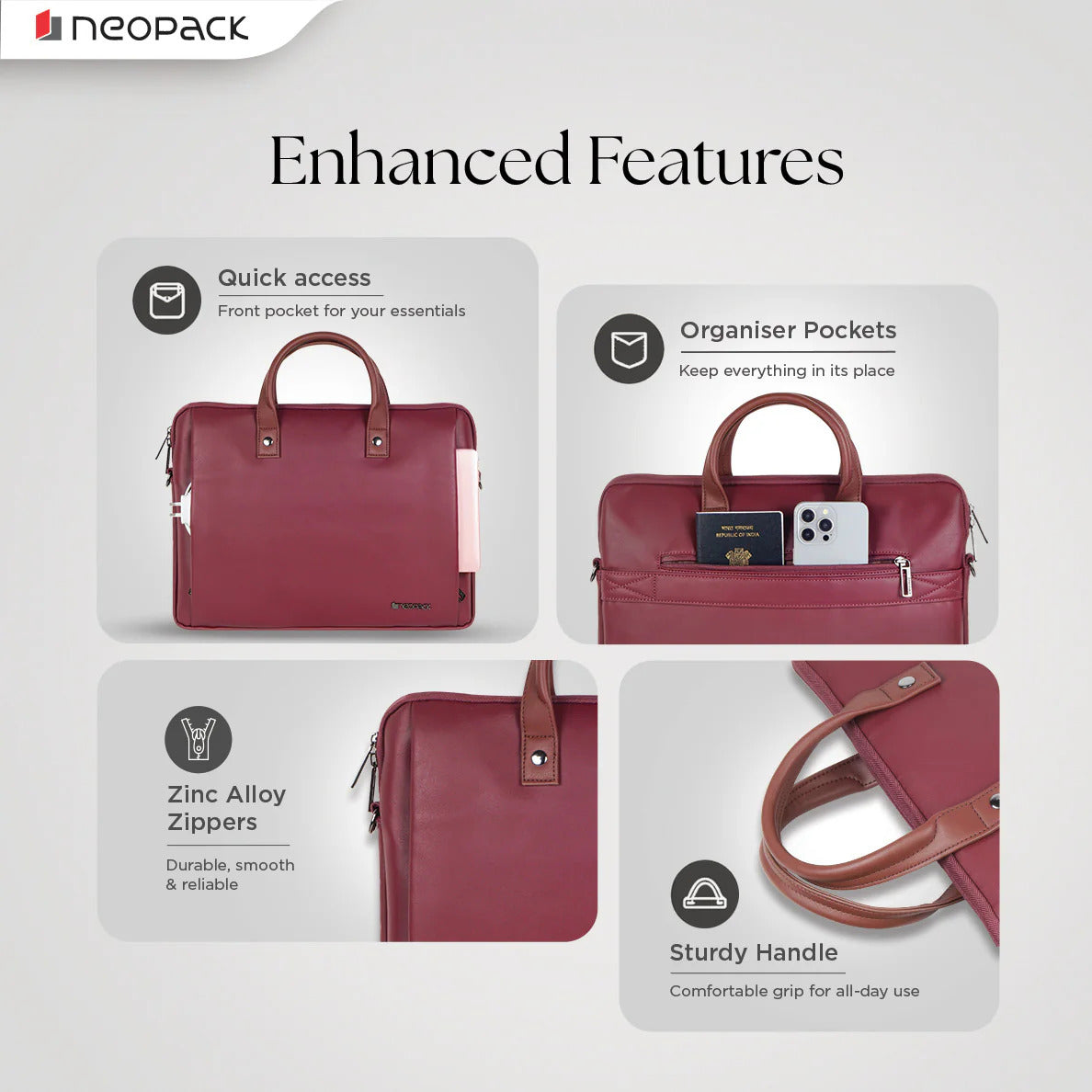 NEOPACK ELAN LAPTOP SLEEVE 14 INCH - BURGUNDY ( No. 3783 )